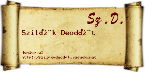 Szilák Deodát névjegykártya